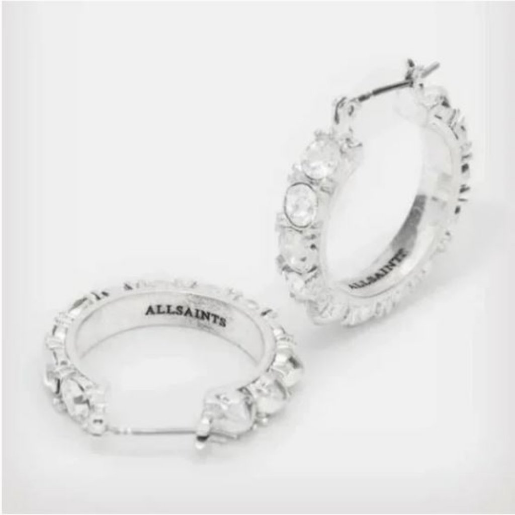 All Saints Crystal And Stud Embellished Silver Earrings 50$